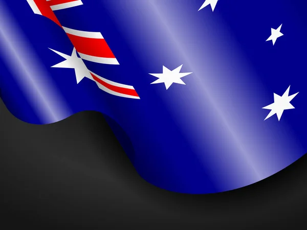 黒い背景にオーストラリアの国旗を振っています ベクターイラスト — ストックベクタ