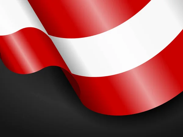 Ondeando Bandera Austria Sobre Fondo Negro Ilustración Vectorial — Vector de stock