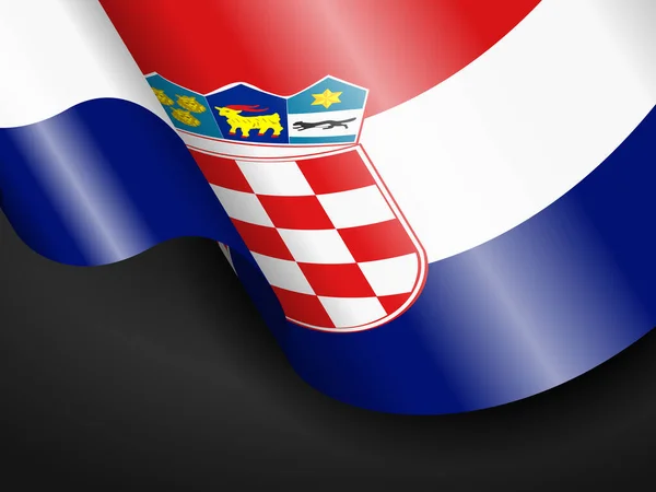Waving Croatia Flag Black Background Vector Illustration — Stock Vector