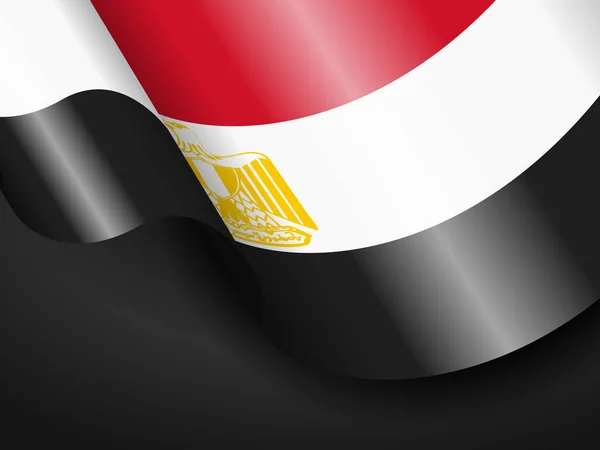 Ondeando Bandera Egipto Sobre Fondo Negro Ilustración Vectorial — Vector de stock