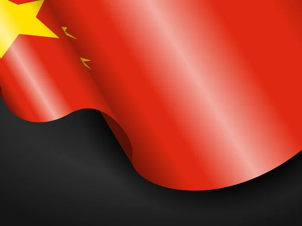 Vinka Kina Flagga Svart Bakgrund Vektorillustration — Stock vektor