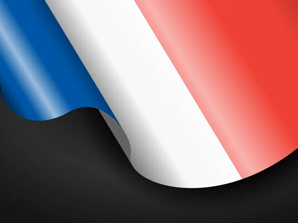 Wuivende Franse Vlag Zwarte Achtergrond Vectorillustratie — Stockvector