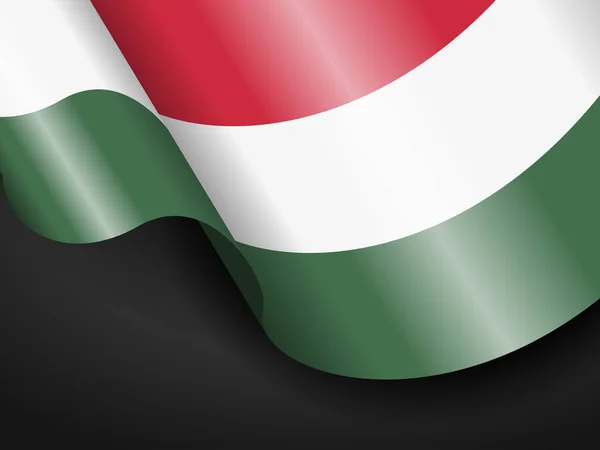 Vinka Ungern Flagga Svart Bakgrund Vektorillustration — Stock vektor