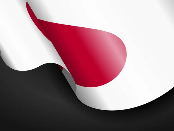 Mávání Japonskou Vlajkou Černém Pozadí Vektorová Ilustrace — Stockový vektor