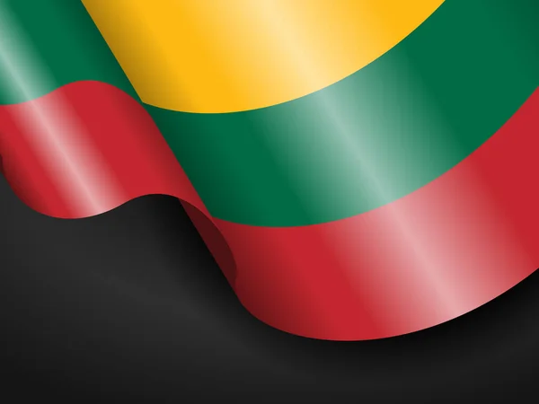 Ondeando Bandera Lituania Sobre Fondo Negro Ilustración Vectorial — Vector de stock