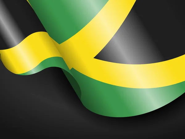 Ondeando Bandera Jamaica Sobre Fondo Negro Ilustración Vectorial — Vector de stock