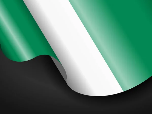 Nigerianische Flagge Auf Schwarzem Hintergrund Schwenkend Vektorillustration — Stockvektor