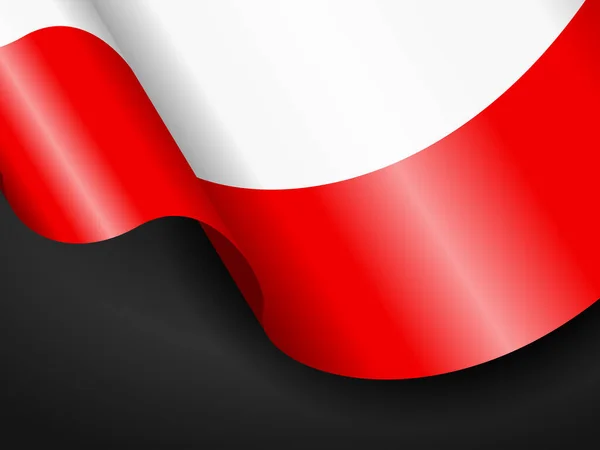 Ondeando Bandera Polonia Sobre Fondo Negro Ilustración Vectorial — Vector de stock