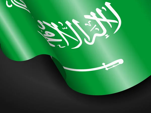 Siyah Arka Planda Suudi Arabistan Bayrağı Sallıyor Vektör Illüstrasyonu — Stok Vektör