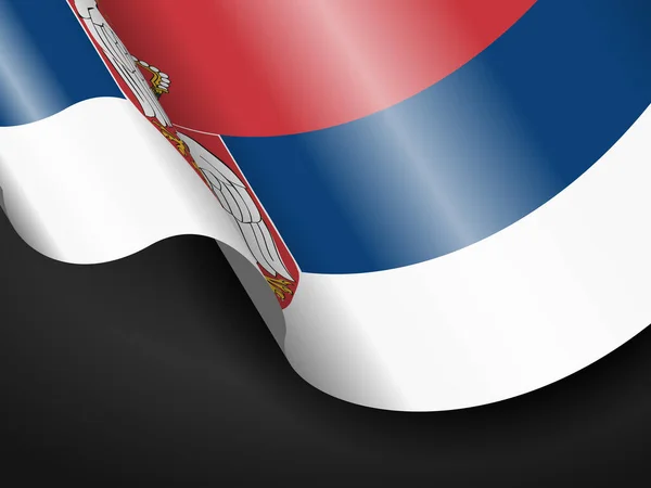 Zwaaien Servische Vlag Zwarte Achtergrond Vectorillustratie — Stockvector