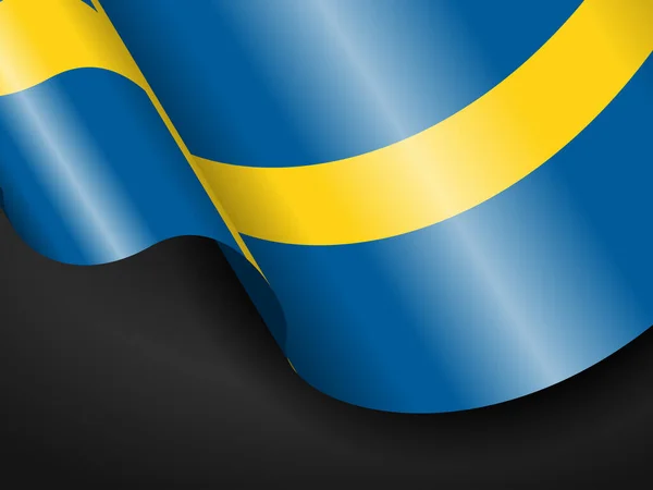 Ondeando Bandera Suecia Sobre Fondo Negro Ilustración Vectorial — Archivo Imágenes Vectoriales