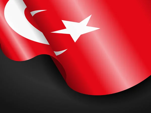 Ondeando Bandera Turquía Sobre Fondo Negro Ilustración Vectorial — Archivo Imágenes Vectoriales