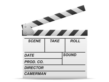 Beyaz arka planda el çırpma tahtası. Vektör illüstrasyonu.