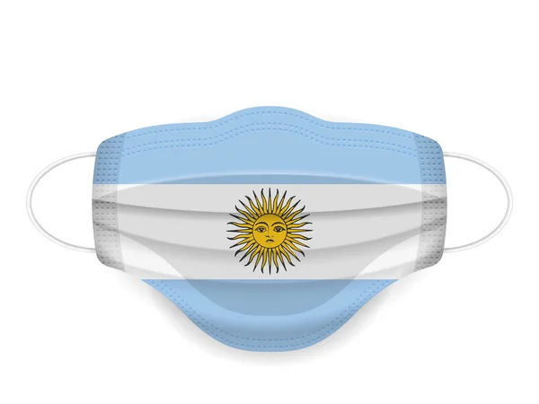 Máscara Médica Bandera Argentina Sobre Fondo Blanco Ilustración Vectorial — Vector de stock