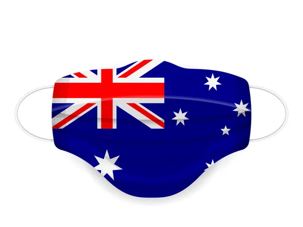 Masque Médical Drapeau Australie Sur Fond Blanc Illustration Vectorielle — Image vectorielle