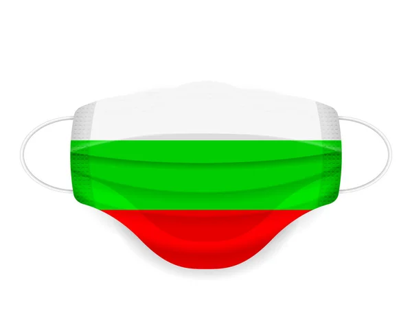 Máscara Médica Bandeira Bulgária Sobre Fundo Branco Ilustração Vetorial —  Vetores de Stock