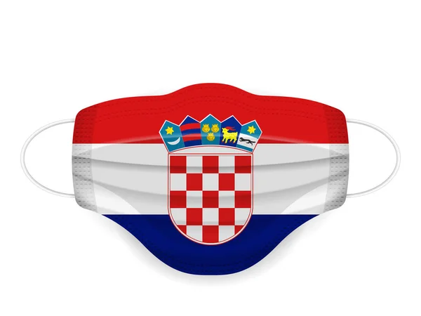 Медицинская Маска Флаг Хорватии Белом Фоне Векторная Иллюстрация — стоковый вектор