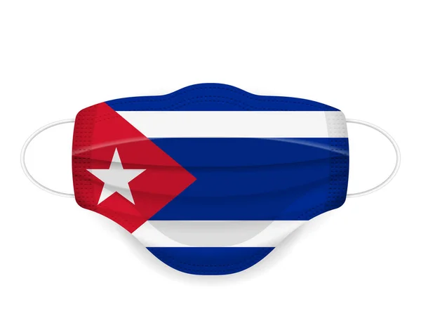 Máscara Médica Bandera Cuba Sobre Fondo Blanco Ilustración Vectorial — Archivo Imágenes Vectoriales