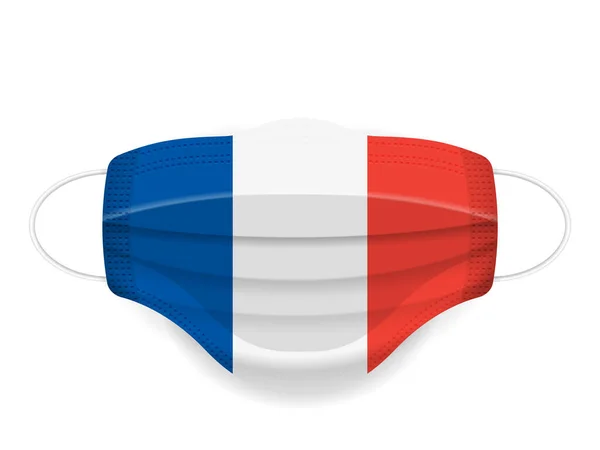 Medizinische Maske Frankreich Flagge Auf Weißem Hintergrund Vektorillustration — Stockvektor