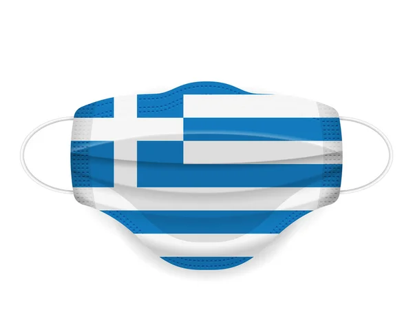 Медицинская Маска Греция Флаг Белом Фоне Векторная Иллюстрация — стоковый вектор