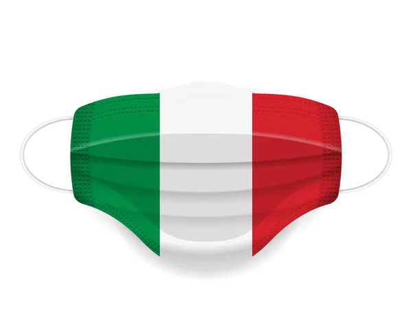 Medizinische Maske Italien Flagge Auf Weißem Hintergrund Vektorillustration — Stockvektor