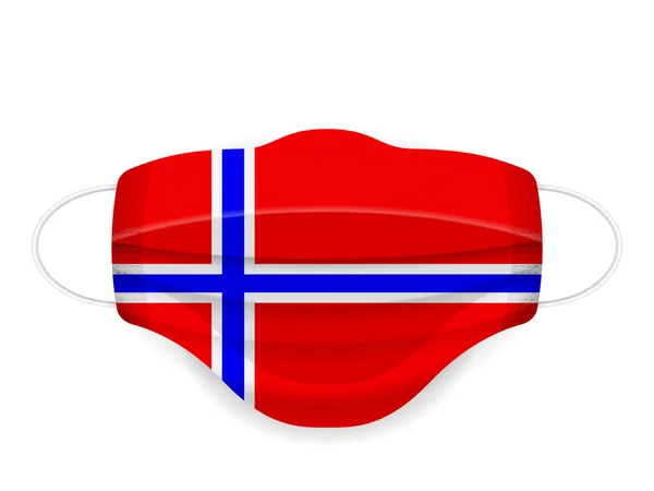 医療マスク白い背景にノルウェーのフラグ ベクターイラスト — ストックベクタ