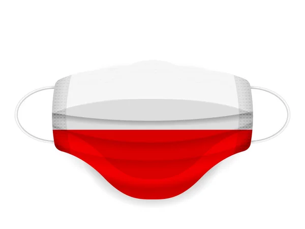 Medicinsk Mask Polen Flagga Vit Bakgrund Vektorillustration — Stock vektor
