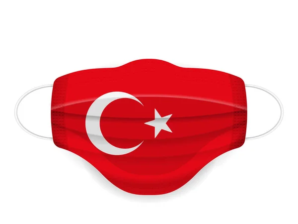 Máscara Médica Bandeira Turquia Sobre Fundo Branco Ilustração Vetorial —  Vetores de Stock