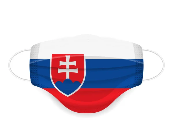 Maska Medyczna Flaga Słowacji Białym Tle Ilustracja Wektora — Wektor stockowy
