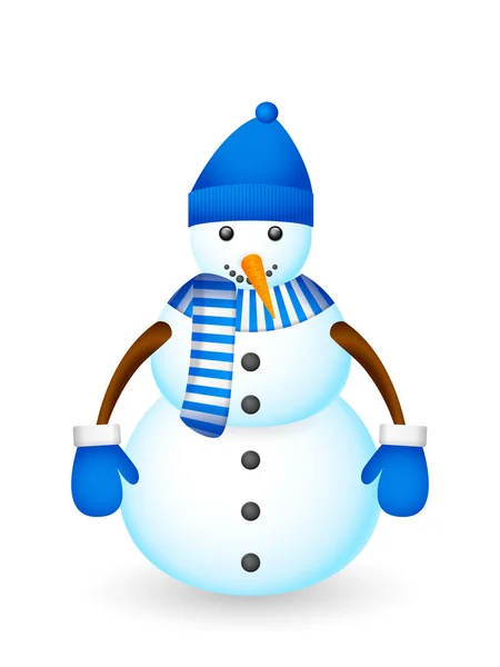 Bonhomme Neige Sur Fond Blanc Illustration Vectorielle — Image vectorielle