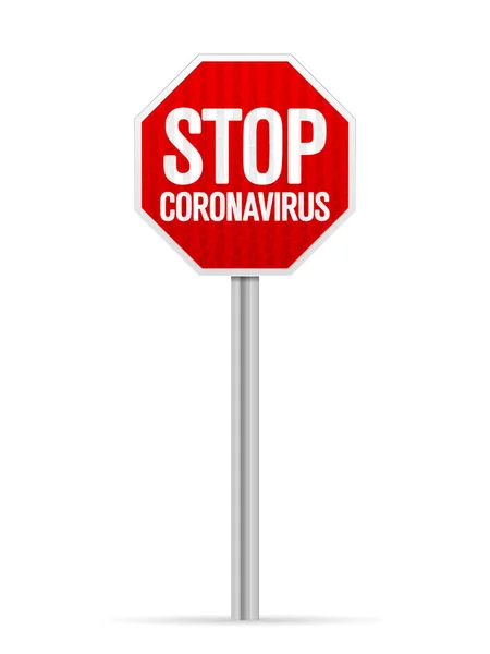 Πινακίδα Σταματήσει Coronavirus Λευκό Φόντο Εικονογράφηση Διανύσματος — Διανυσματικό Αρχείο