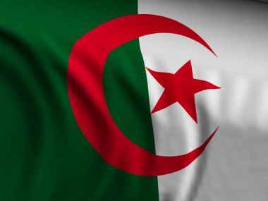 Cezayir bayrağına yakın plan çekiyoruz. 3d illüstrasyon.