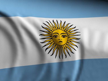 Arjantin bayrağının arka planında sallanıyor. 3d illüstrasyon.