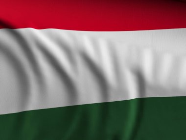 Yakın plan Macaristan bayrağı sallıyor. 3d illüstrasyon.