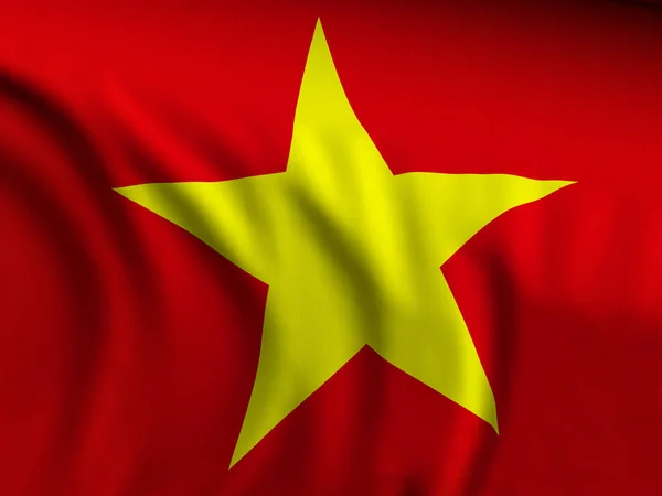 Viftar Närbild Vietnam Flagga Bakgrund Illustration — Stockfoto