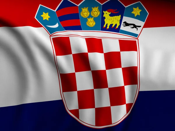 Acenando Close Croácia Bandeira Fundo Ilustração — Fotografia de Stock