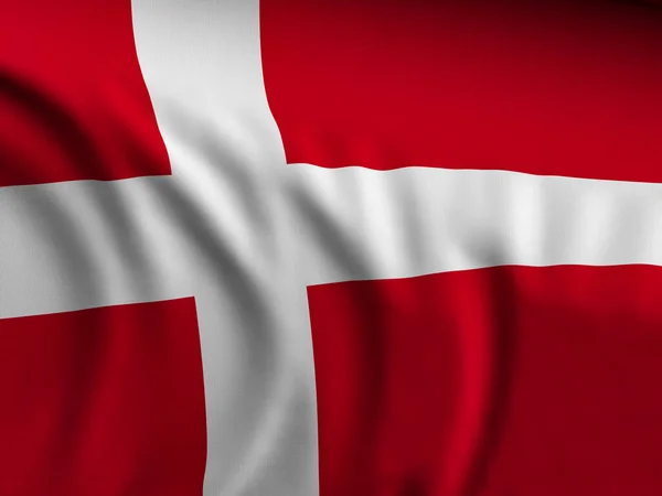 Sventolando Primo Piano Danimarca Bandiera Sfondo Illustrazione — Foto Stock
