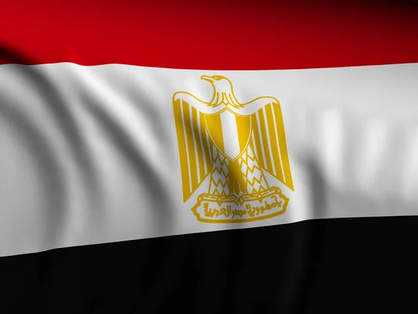 Zwaaien Close Egypte Vlag Achtergrond Illustratie — Stockfoto