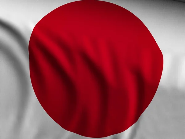Macha Bliska Japońską Flagą Ilustracja — Zdjęcie stockowe