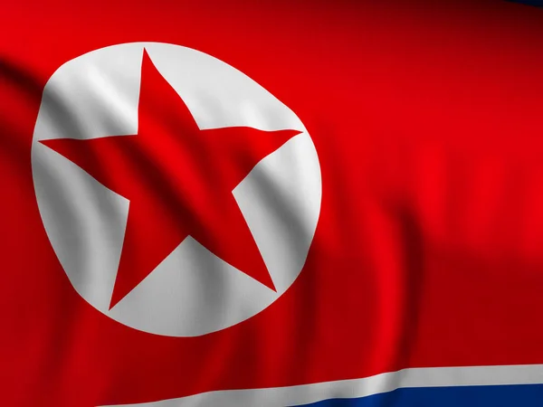 Hintergrund Weht Die Flagge Nordkoreas Großaufnahme Illustration — Stockfoto