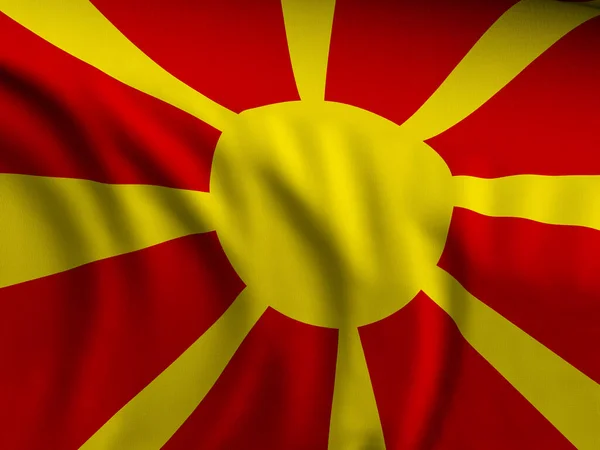 Acenando Close Fundo Bandeira Macedônia Norte Ilustração — Fotografia de Stock