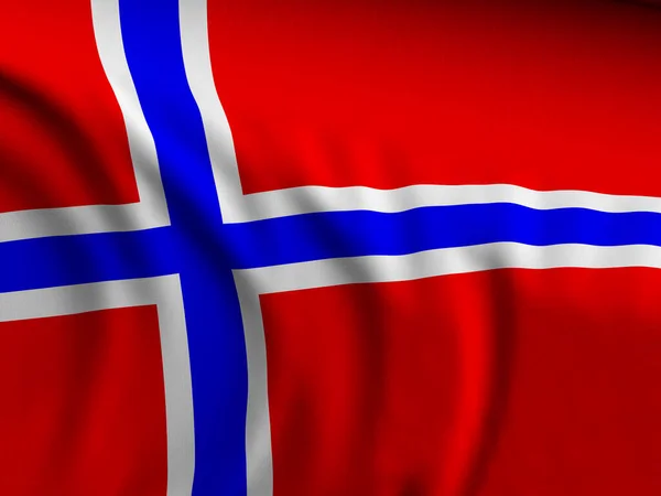 Hintergrund Weht Die Flagge Norwegens Großaufnahme Illustration — Stockfoto