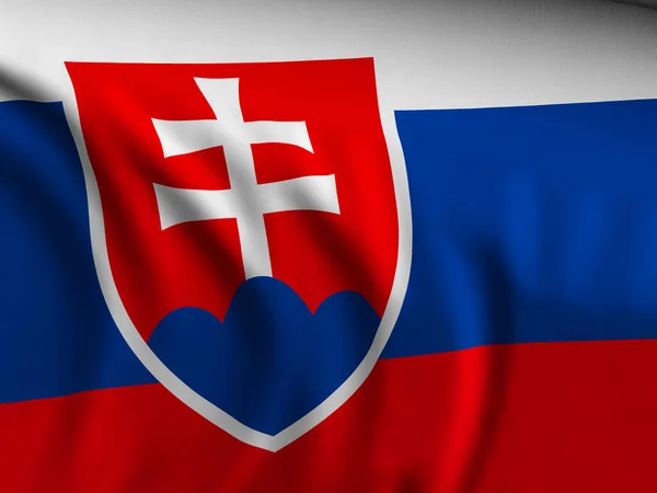 挥动斯洛伐克国旗背景特写 3D说明 — 图库照片