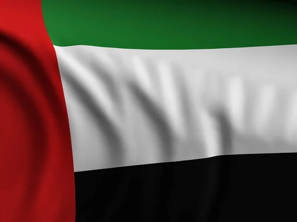 Hintergrund Weht Die Flagge Der Vereinigten Arabischen Emirate Großaufnahme Illustration — Stockfoto