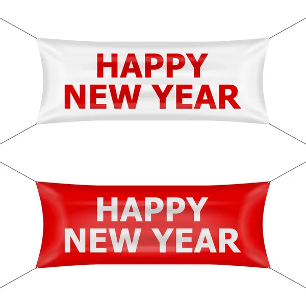 Banner Felice Anno Nuovo Uno Sfondo Bianco — Vettoriale Stock