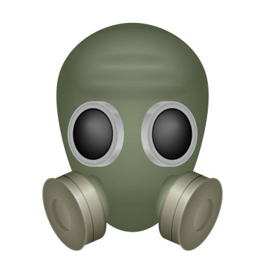 Beyaz arka planda gaz maskesi. Vektör illüstrasyonu.