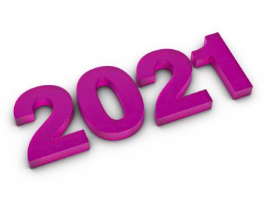 Beyaz arka planda cam 2021. 3d illüstrasyon.