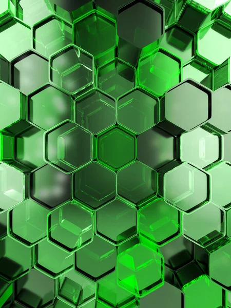 Fundo Abstrato Formado Partir Hexágonos Verdes Ilustração — Fotografia de Stock