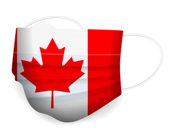 Medical Mask Canada Flag White Background Vector Illustration — Stock Vector