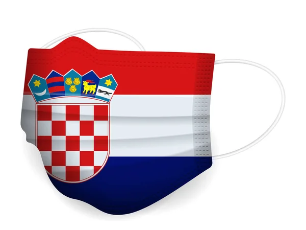 Medical Mask Croatia Flag White Background Vector Illustration — Stock Vector